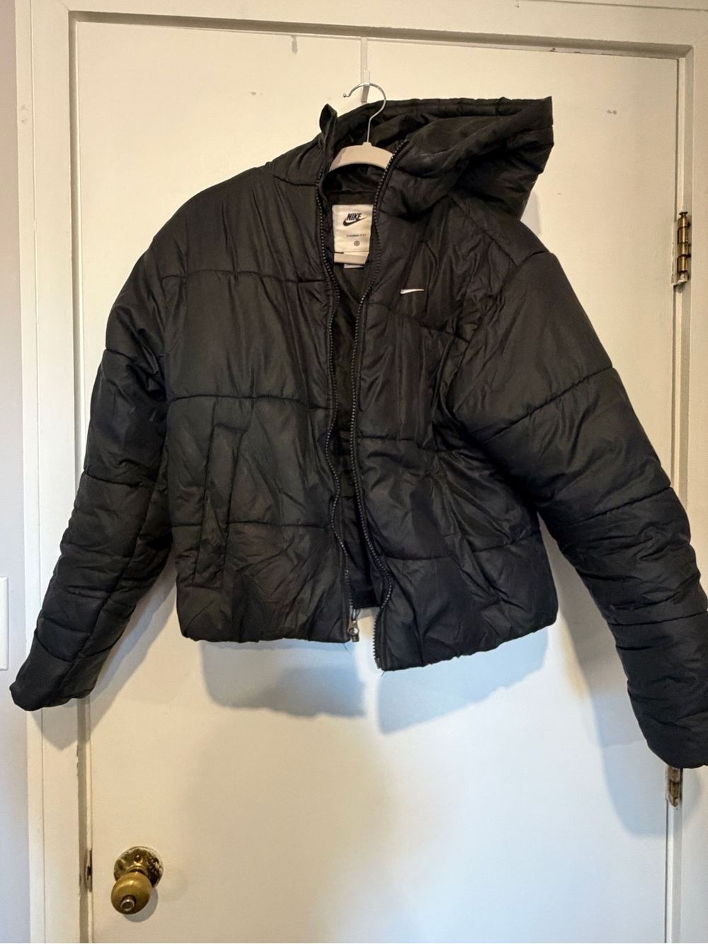 Nike Women's Black Hooded Puffer Jacket
